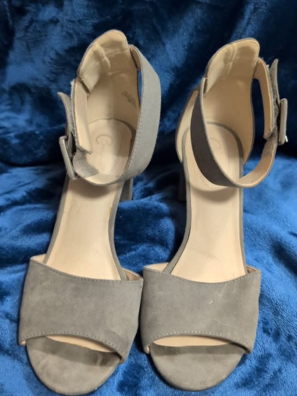 Grey block heels